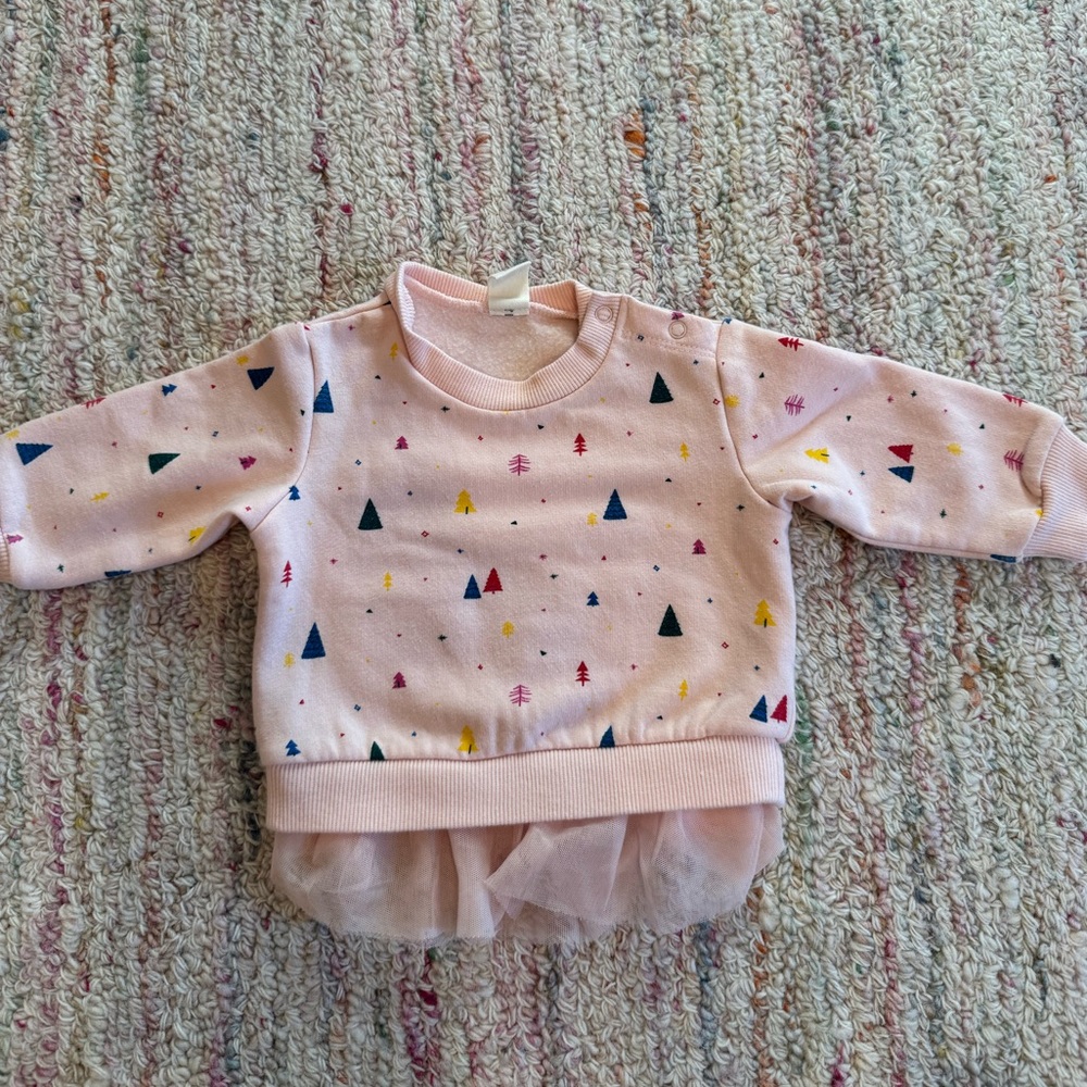 Xmas!! Tucker + Tate Pink Baby Christmas tree print tutu pullover sweatshirt